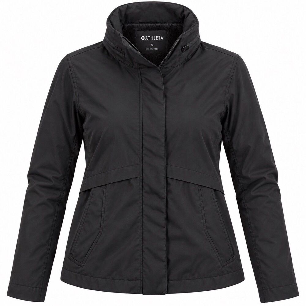 Athleta Black Hooded Jacket Women’s Small Full Zip Lightweight Utility